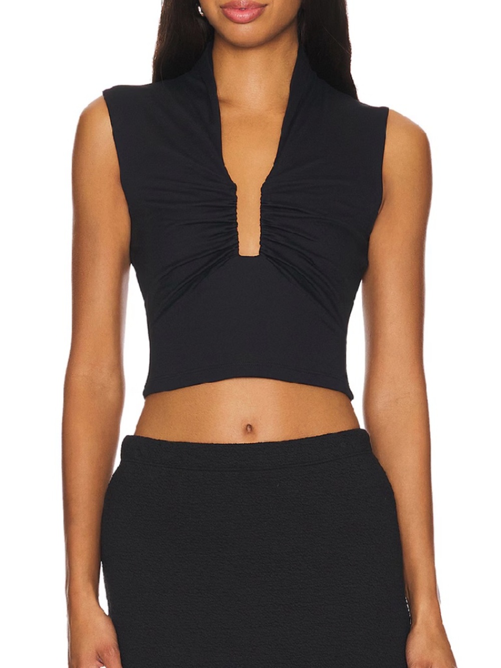 NWT Susana Monaco Square wire Sleeveless Crop Top size S black